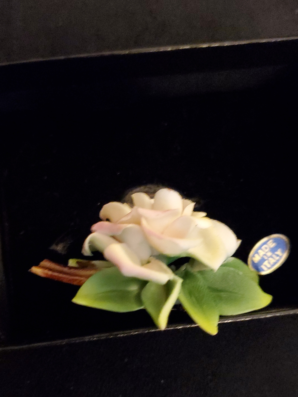 Vintage Capodimonte Porcelain Pink Rose Brooch Pin Made in Italy - Picture 7 of 8